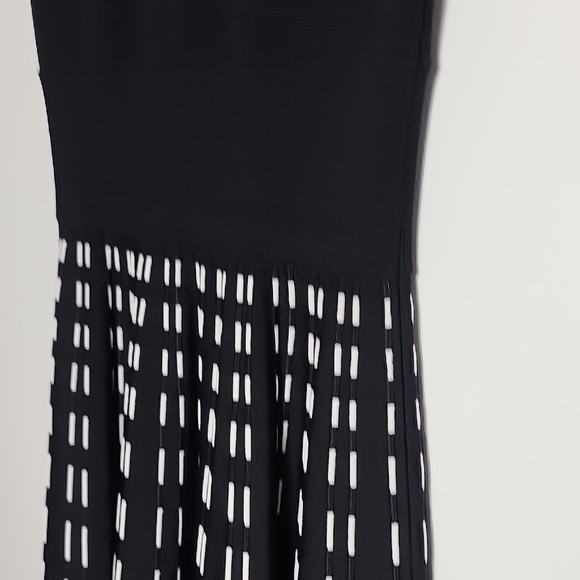 A.L.C. Black Sleeveless Crewneck Fit And Flare Dress In Black and White Size Med - Picture 15 of 16